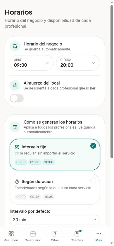 Gestión de equipo y horarios en AgendaLibre